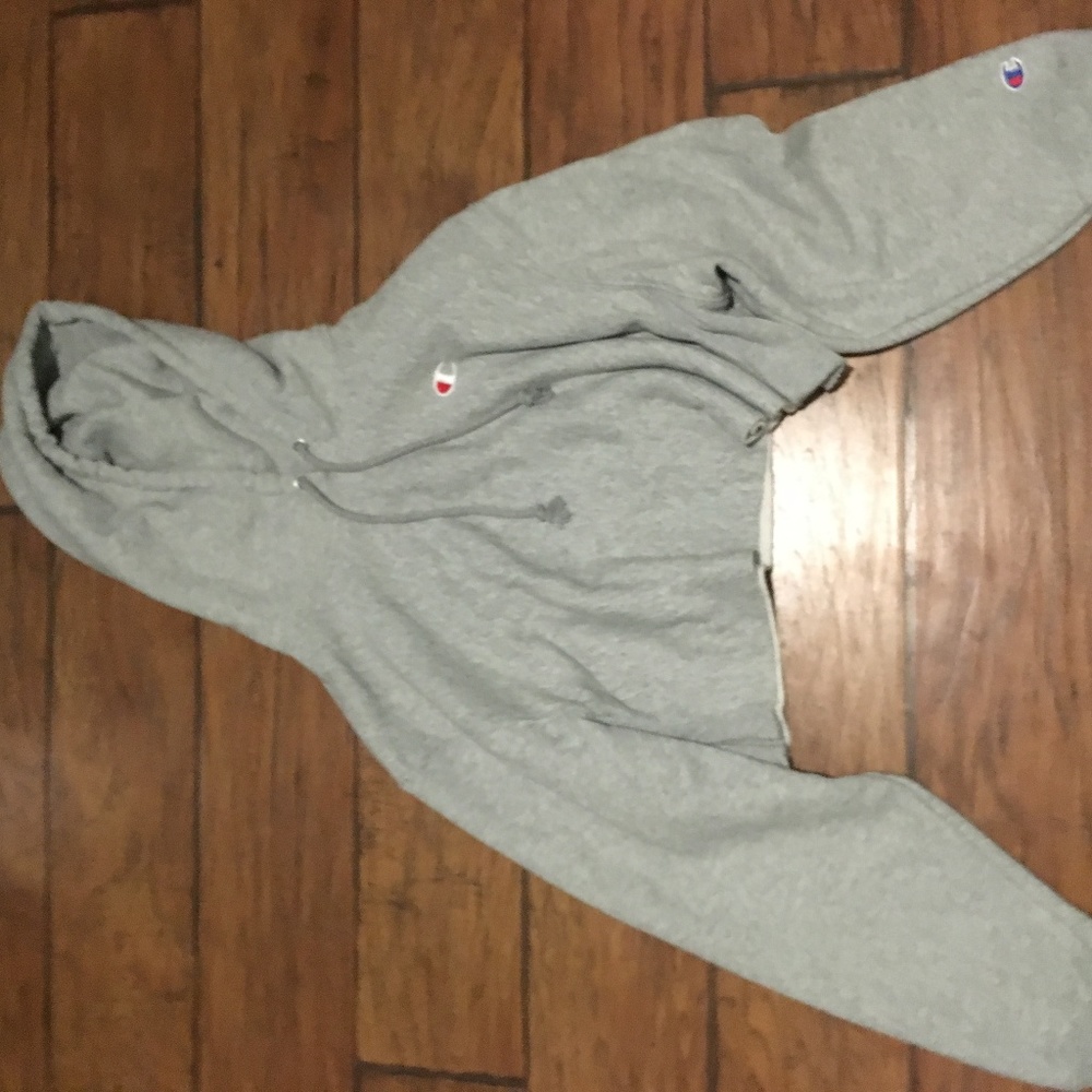 Grey Cropped Champion Hoodie